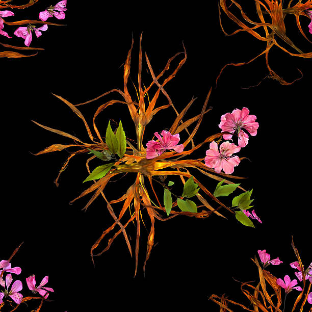 istock background texture made of lily, geranium and place for text 637830952