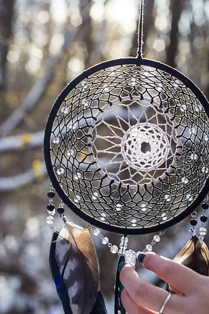 istock Dreamcatcher made of feathers, leather, beads, and ropes 637832320