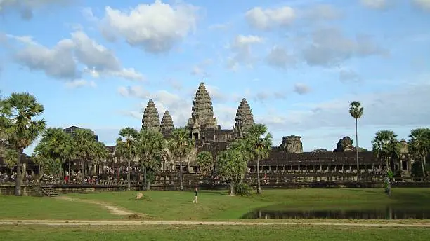 29/11/2016 - Siem Reap, Cambodia, Sunset at Angkor Wat Temple with cloudy blue sky