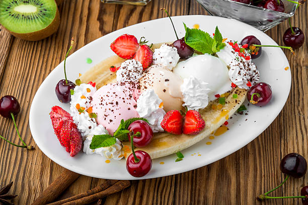 Free Stock Photo of A plate of waffles and ice cream with berries on a ...