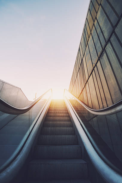 istock Outdoor city escalator stairway 637842748