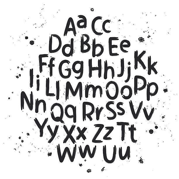 ilustraciones, imágenes clip art, dibujos animados e iconos de stock de letras dibujadas a mano. alfabeto - alphabet english culture paint typescript