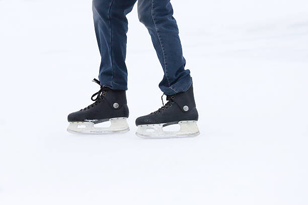 istock feet rolling on skates man on the ice rink 637847840