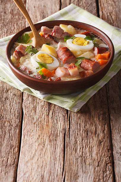 istock Polish Zurek soup with sausage, vegetables and eggs 637859422