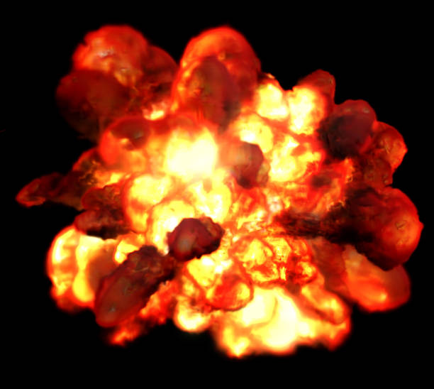 ilustraciones, imágenes clip art, dibujos animados e iconos de stock de explosión de fuego aislado sobre fondo negro. bomba de detonación como juego. - fireball flame fire bomb
