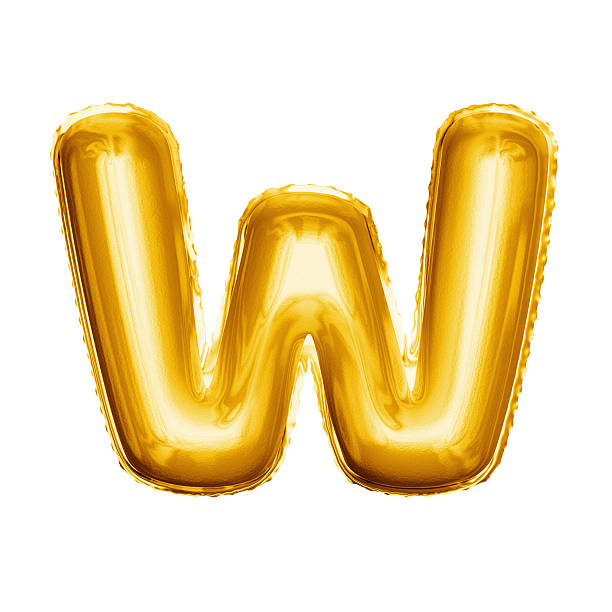 istock Balloon letter W 3D golden foil realistic alphabet 637868614