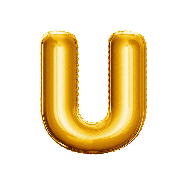 istock Balloon letter U 3D golden foil realistic alphabet 637868640