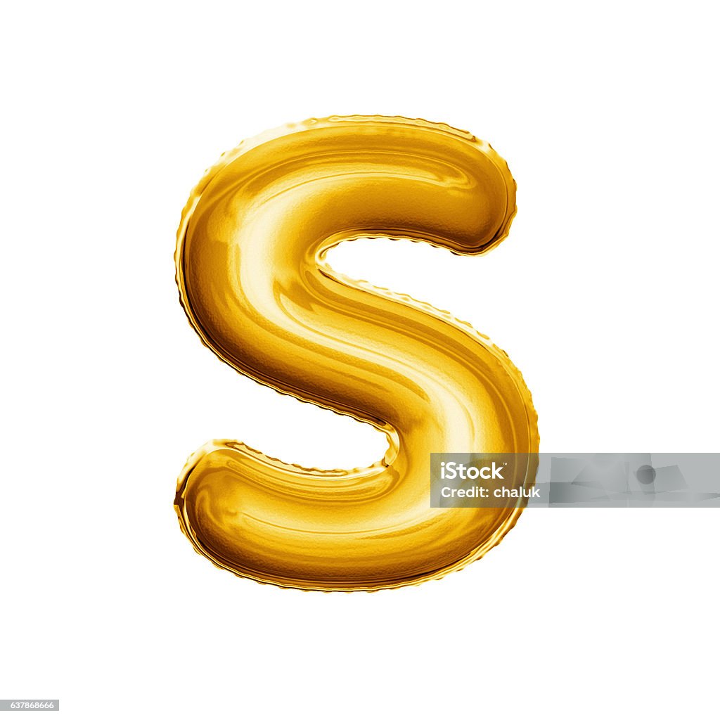 Letra de balão S 3D folha dourada alfabeto realista - Foto de stock de O Alfabeto royalty-free