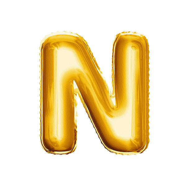 istock Balloon letter N 3D golden foil realistic alphabet 637868720