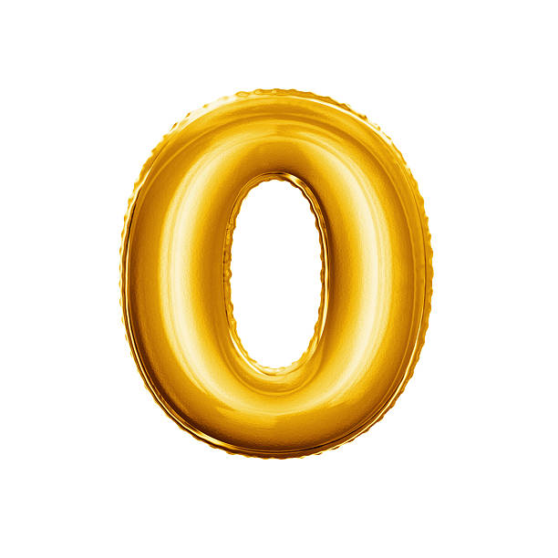 Balloon number 0 Zero 3D golden foil realistic alphabet Balloon number 0 Zero. Realistic 3D isolated gold helium balloon abc alphabet golden font text. Decoration element for birthday or wedding greeting design on white background zero photos stock pictures, royalty-free photos & images