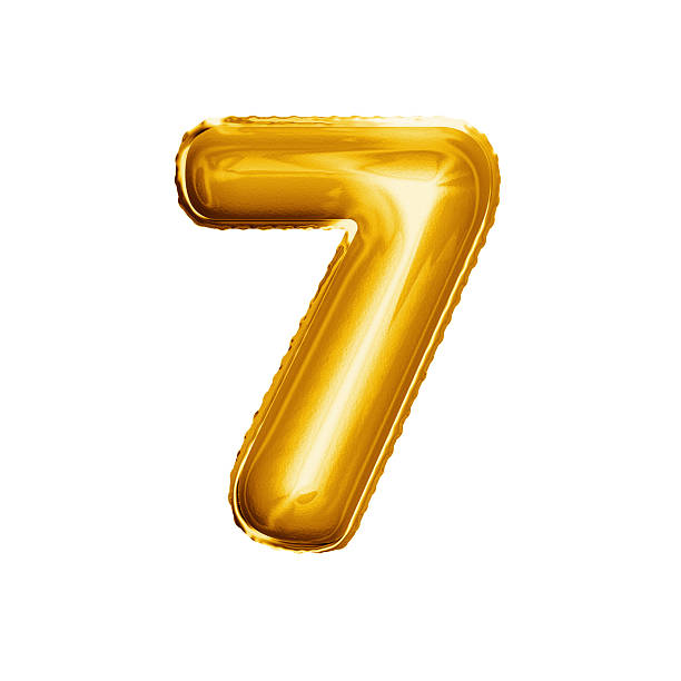 istock Balloon number 7 Seven 3D golden foil realistic alphabet 637869176