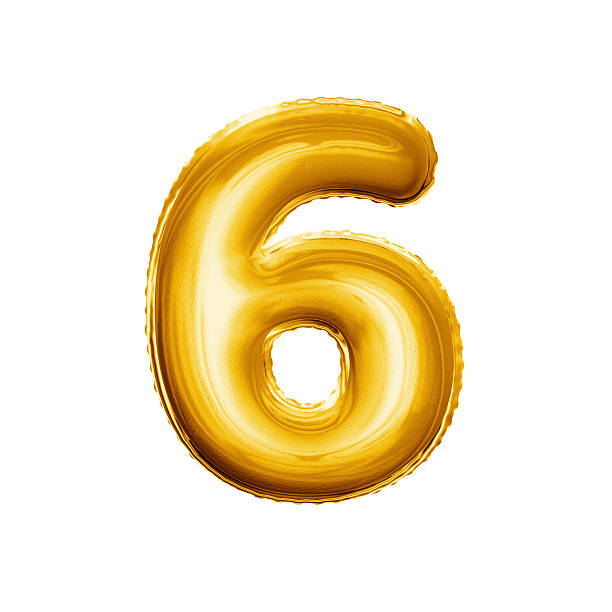 istock Balloon number 6 Six 3D golden foil realistic alphabet 637869182