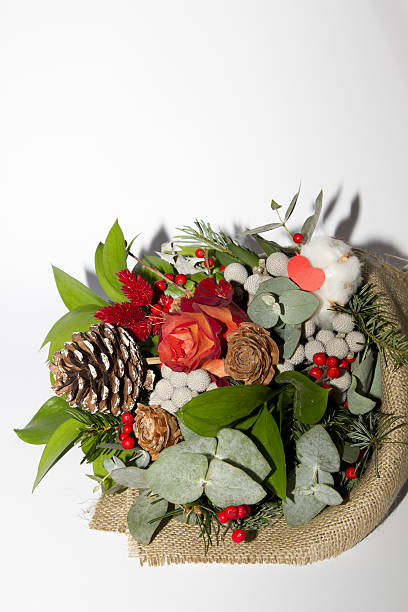 istock Bouquet from winter flowers and other greens 637869604