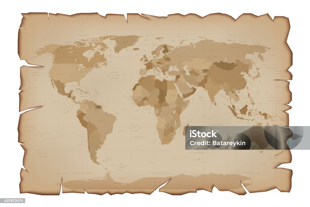 Vector Old Map Paper Stock Illustration - Download Image Now - Chart ...