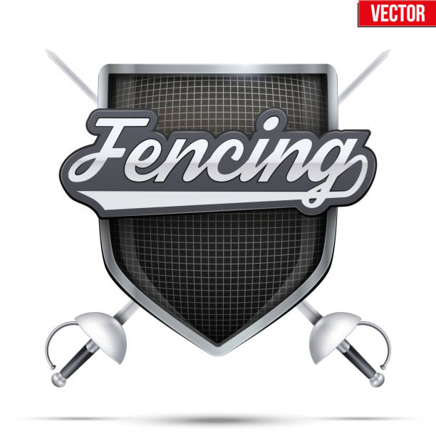 istock Premium symbol of Fencing shield label 637872134