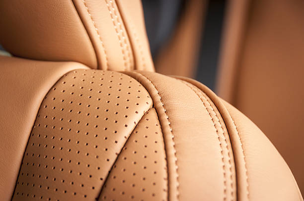 istock Leather car seats  detail with focus on stitch 637872162