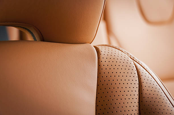 istock Leather car seats  detail with focus on stitch 637872194