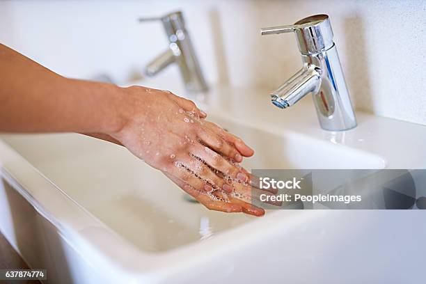 Washing All The Germs Away Stock Photo - Download Image Now - Water Conservation, Domestic Bathroom, Home Interior