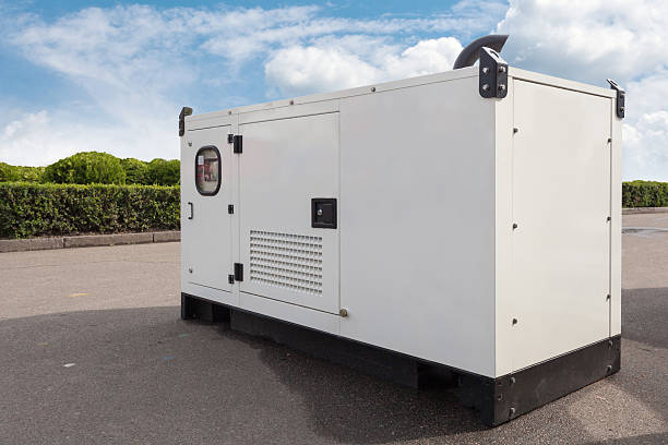 mobile diesel generator for emergency electric power - gerador imagens e fotografias de stock