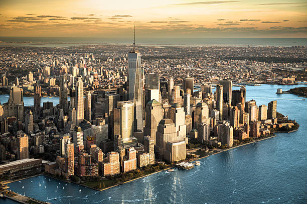 istock Aerial view of Manhattan island 637881096
