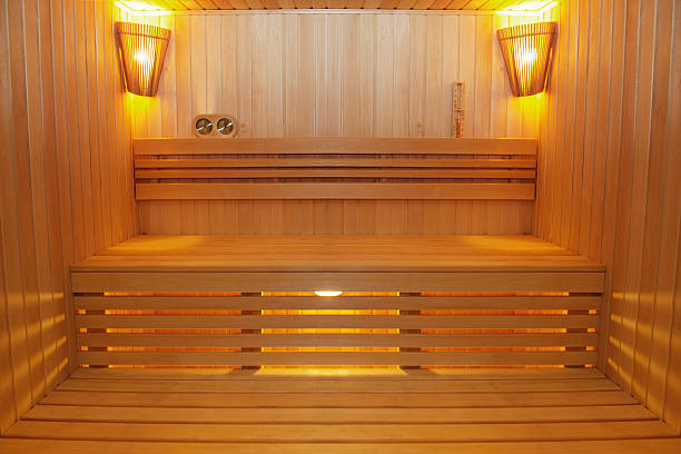 istock Sauna room with traditional sauna accessories 637882308
