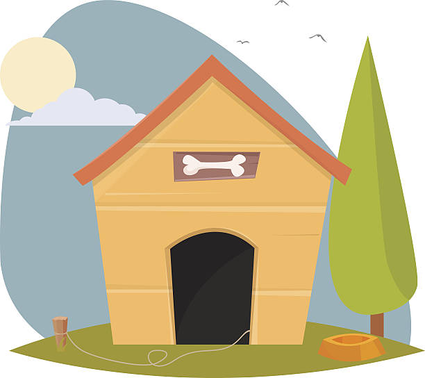 ilustrações, clipart, desenhos animados e ícones de dog house  - in the dog house kennel house isolated