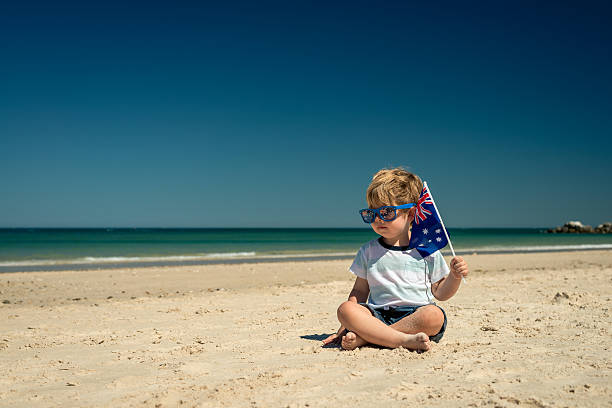 istock Cute kid on Australia day 637884522