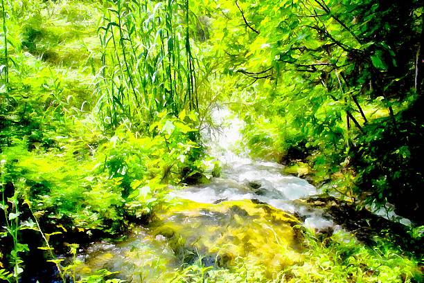 istock Background watercolor painting mountains landscape 637884766