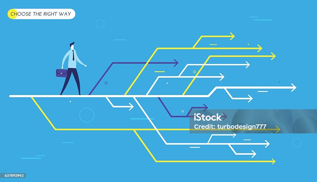 Geschäftsmann Wählt die richtigen weg - Lizenzfrei Weg Vektorgrafik