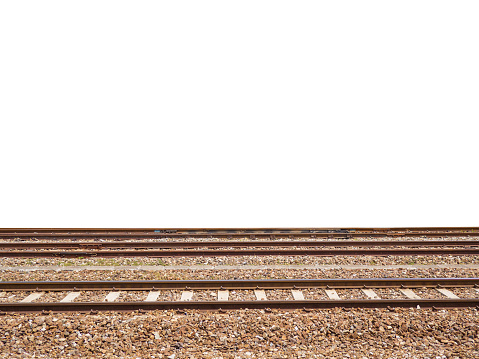 Railroad side view, isolated on white background