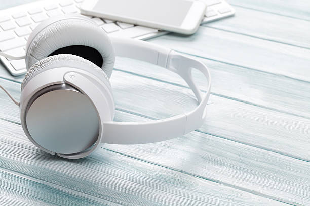 istock Headphones, notepad and phone 637894474