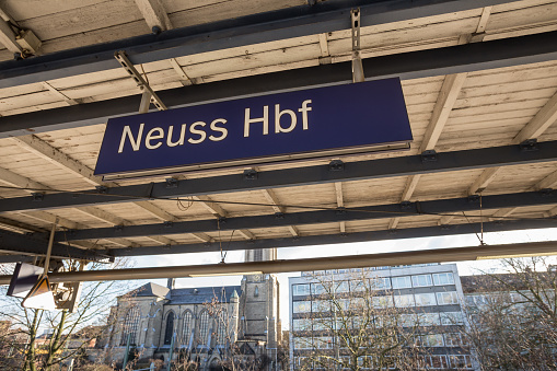 Germany, Berlin, September 10, 2023 -Low angle view of stairway of U-Bahn station Berlin Charlottenburg Uhlandstrasse