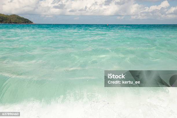 Beach View On The Island Of Praslin Seychelles Stock Photo - Download Image Now - Beach, Beauty In Nature, Blue