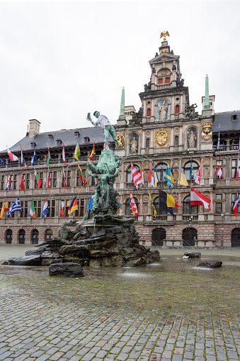 Antwerp City Hall and Brabo fountain, Belgium