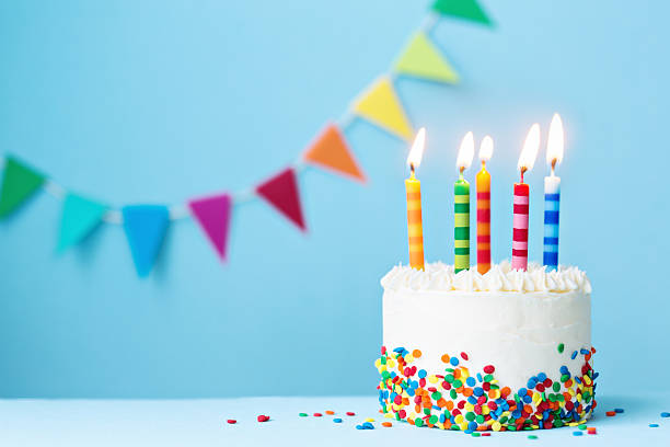 Birthday cake Birthday cake with colorful candles birthday cake photos stock pictures, royalty-free photos & images