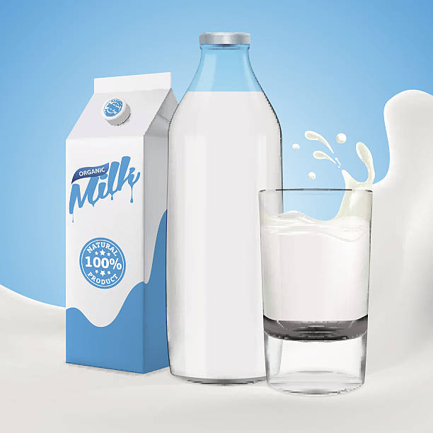 istock Glass of milk with bottle and carton vector realistic illustration. 637908046