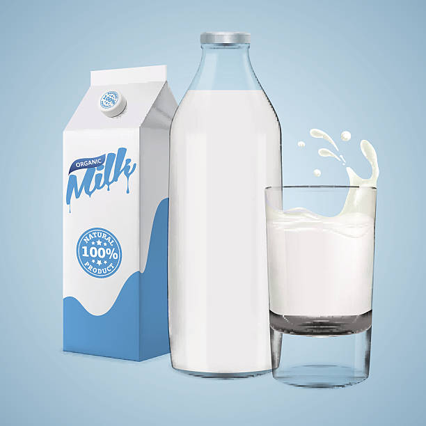 istock Glass of milk with bottle and carton vector realistic illustration. 637908084