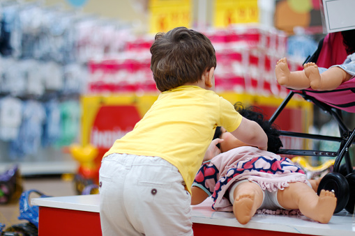 Little Boy Shopper in Supermarket