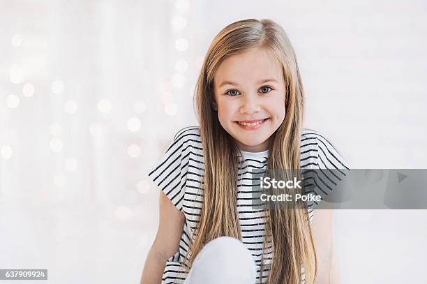 Laughing Beautiful Girl Portrait Stock Photo - Download Image Now - Girls, Child, Smiling