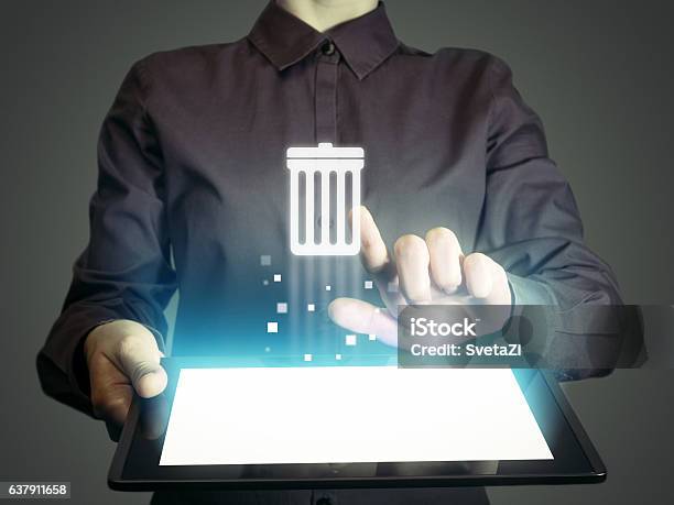 Trash Can Stock Photo - Download Image Now - Computer, Cleaning, Data