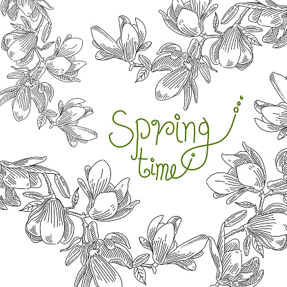 Spring Bloom Drawing Spring Flower Drawing Stock Illustration - Download Image Now ...