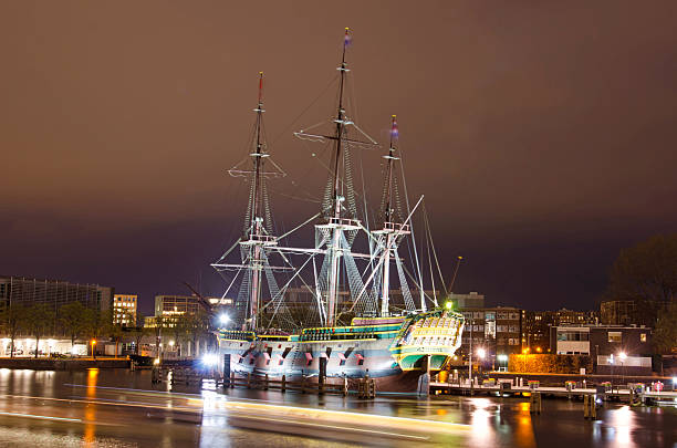 istock Beautiful landscape with old sailing ship on the channel 637915564