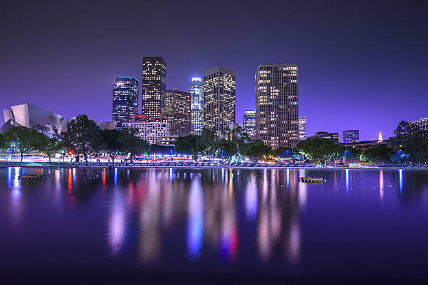 los angeles  - city of los angeles city life cityscape night foto e immagini stock