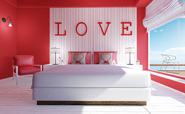 istock Love-Modern bedroom interior for Valentine's day 637918628