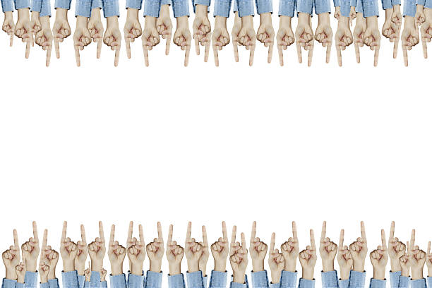istock Many hands fingers pointing with index fingers at something 637919538