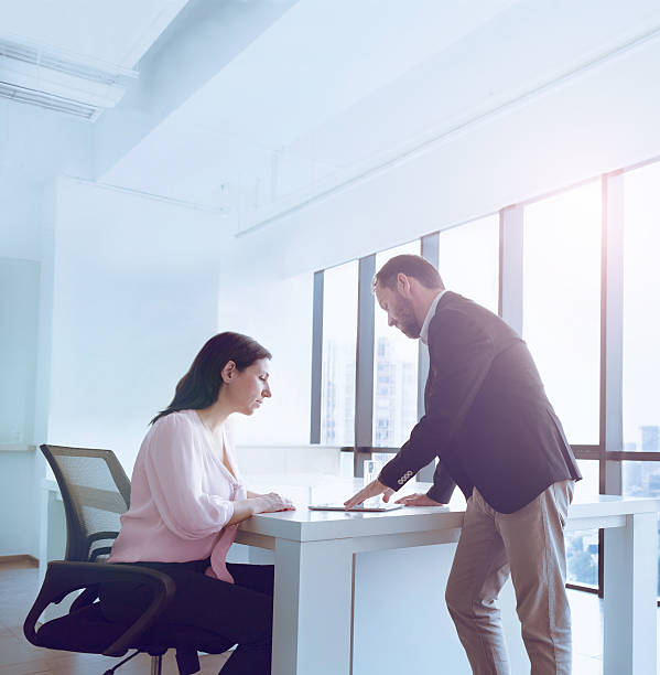istock Business people talking in office 637920912