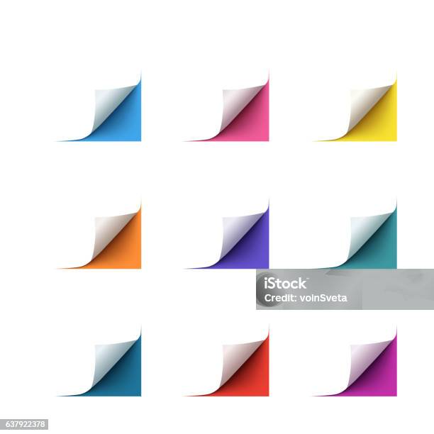 Set Of Realistic Vector Paper Corners On White Background Stock Illustration - Download Image Now