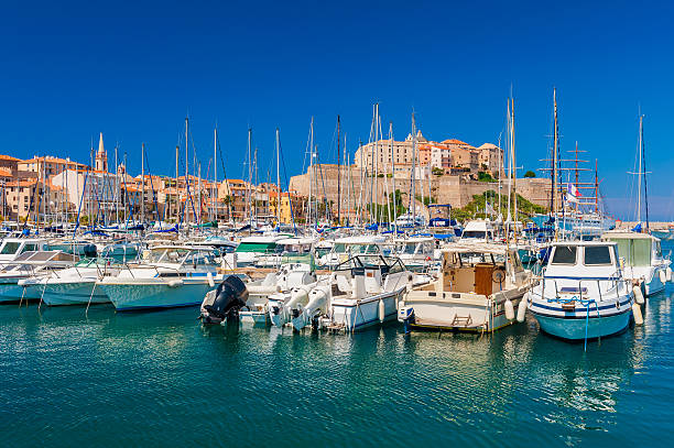 View on Calvi, Corsica, France as seen from the marina.