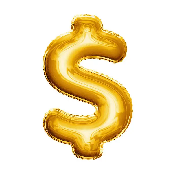 Photo of Balloon Dollar currency symbol 3D golden foil realistic