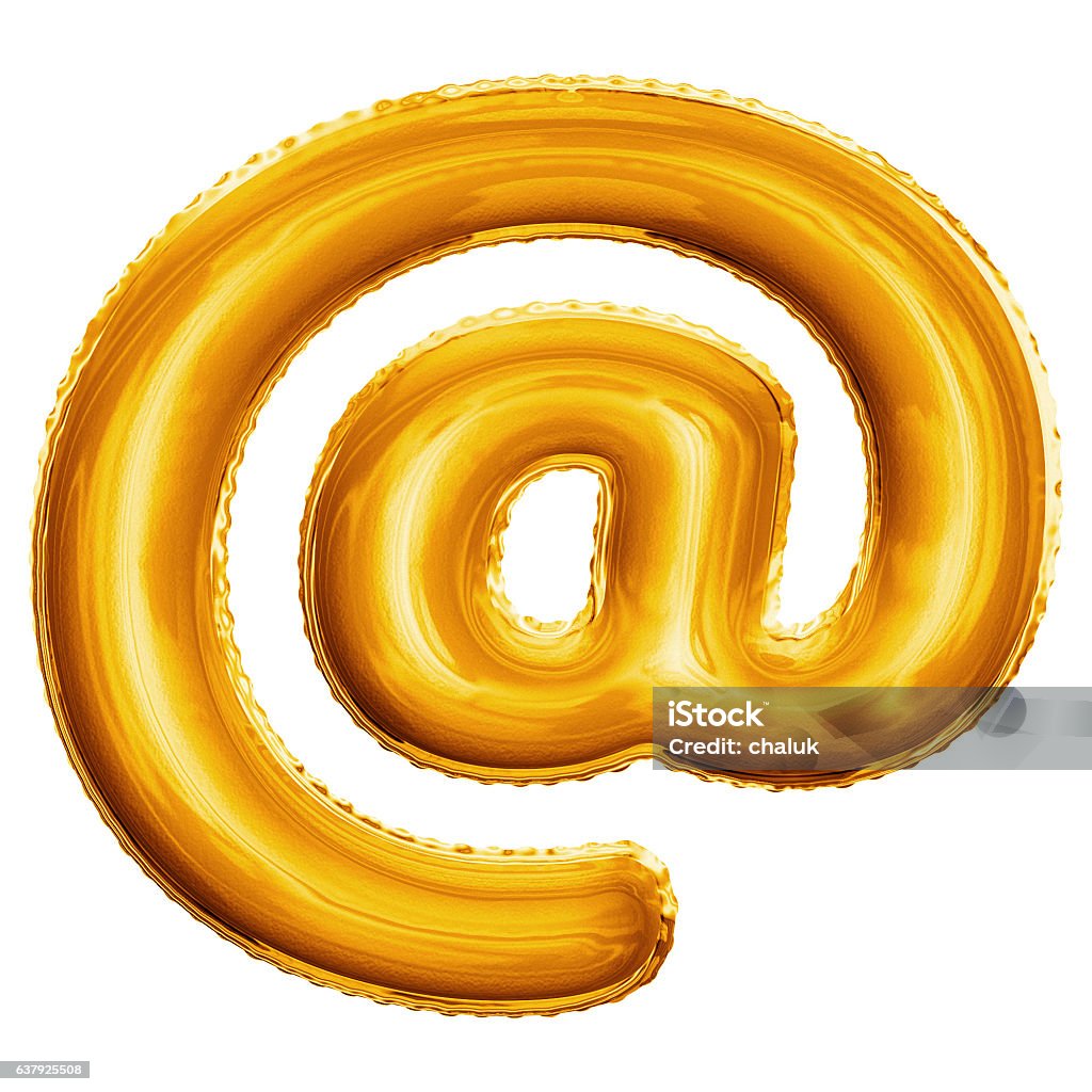 Ballon Au courrier symbole 3D feuille d’or alphabet réaliste - Photo de Anniversaire libre de droits